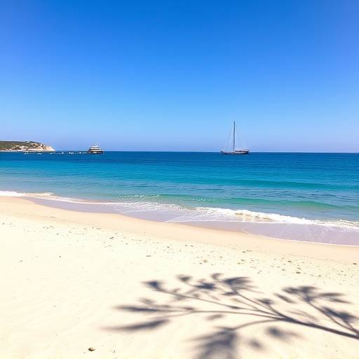 Una playa limpia en la Costa del Sol con el mar Mediterr&aacute;neo al fondo